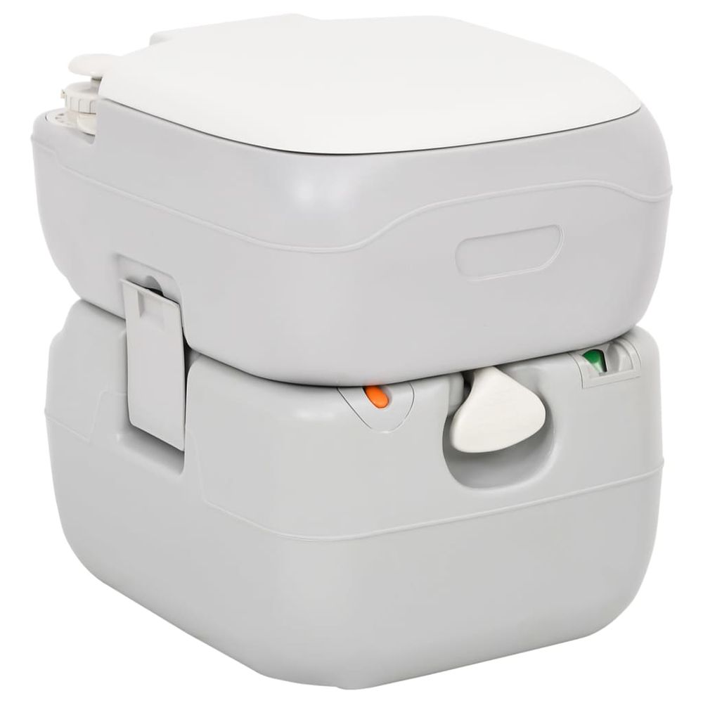 Portable Camping Toilet Grey and White 22+12 L HDPE - anydaydirect