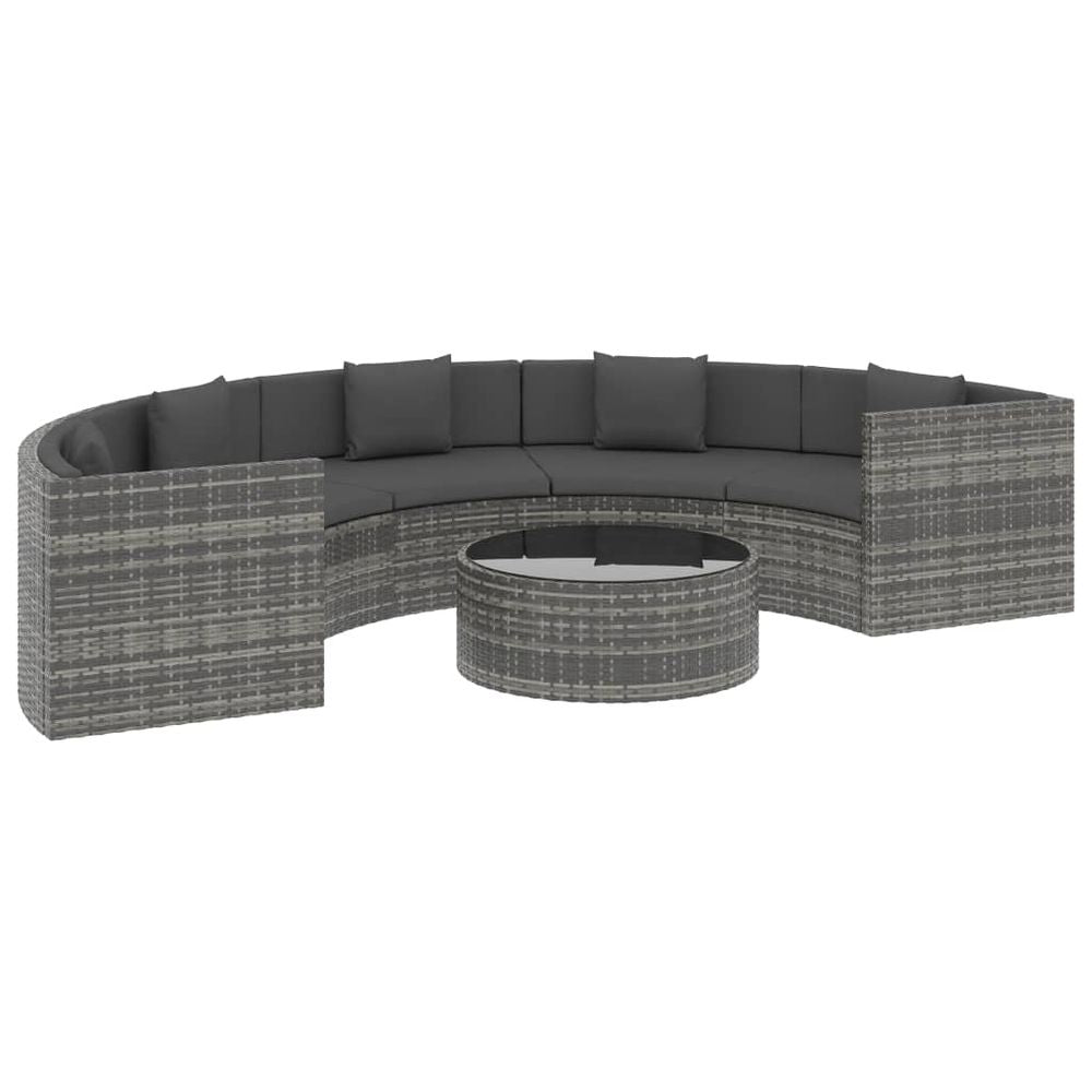6 Piece Garden Lounge Set with Cushions Poly Rattan Grey (UK/IE/FI/NO Only) - anydaydirect