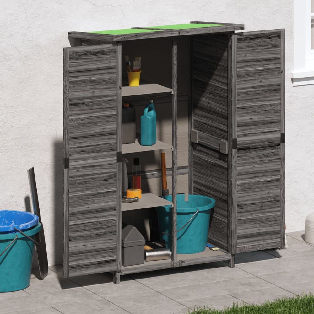 Garden Tool Shed Grey 83x57x140 cm Solid Wood Pine - anydaydirect