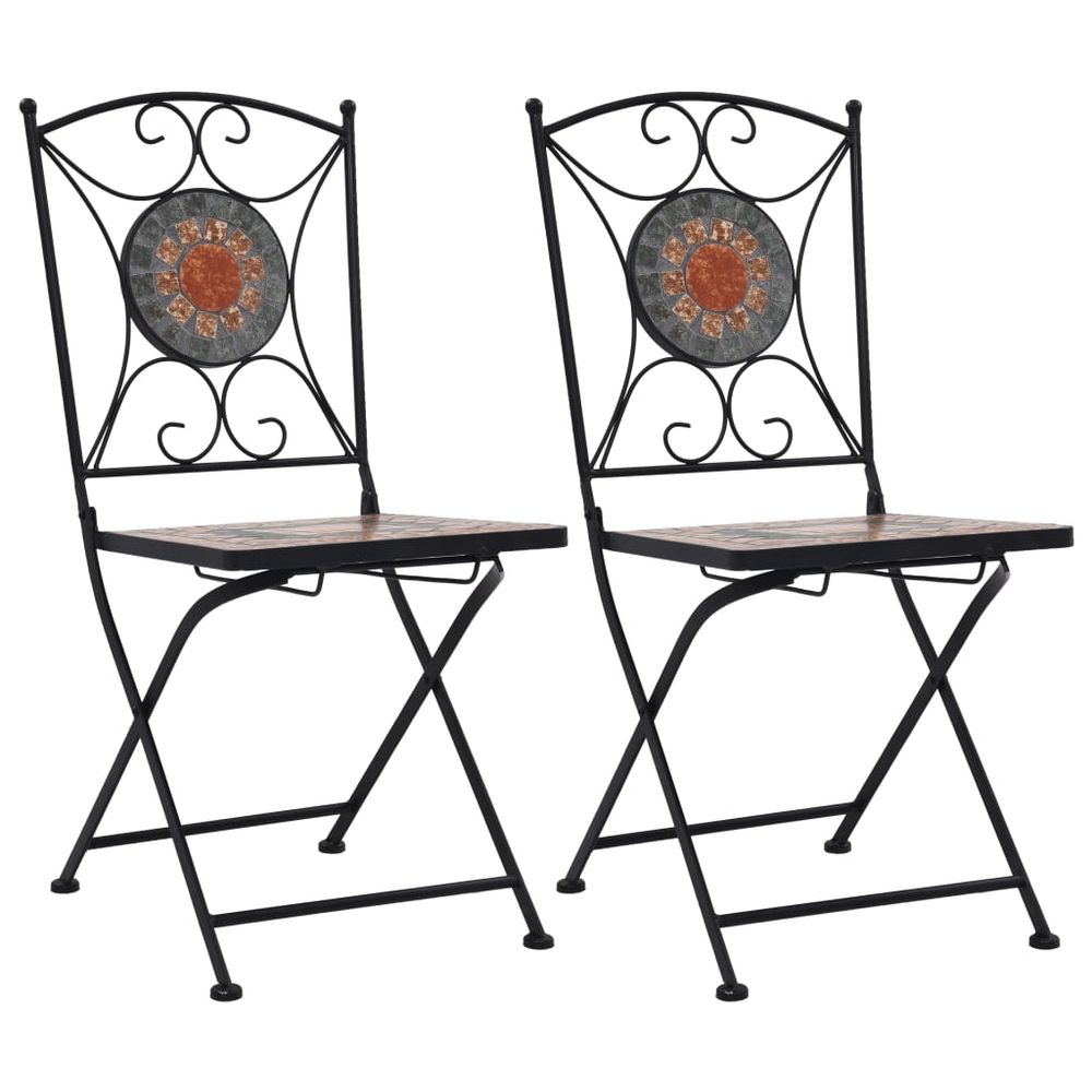 Mosaic Bistro Chairs 2 pcs Brown Ceramic - anydaydirect