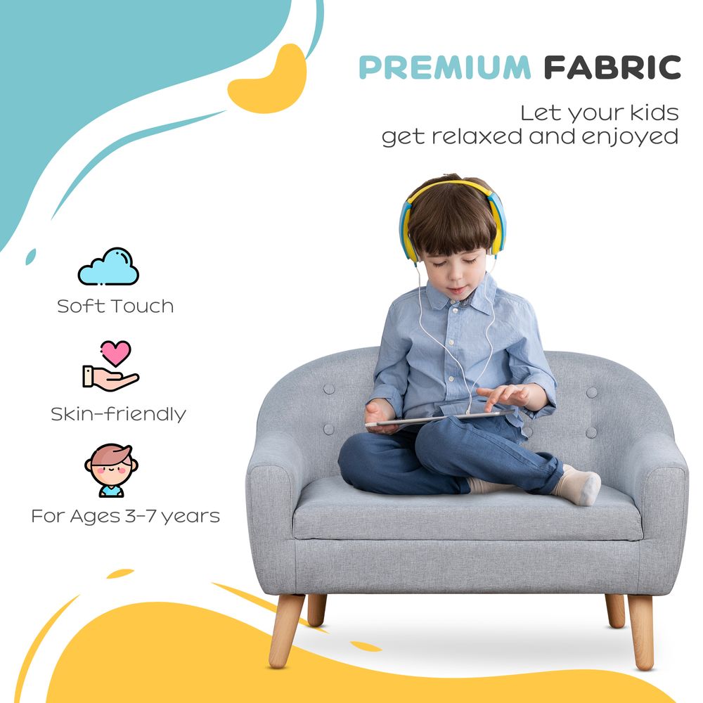 Kids Mini Sofa Children Armchair Seating Chair Bedroom Playroom Furniture Grey - anydaydirect