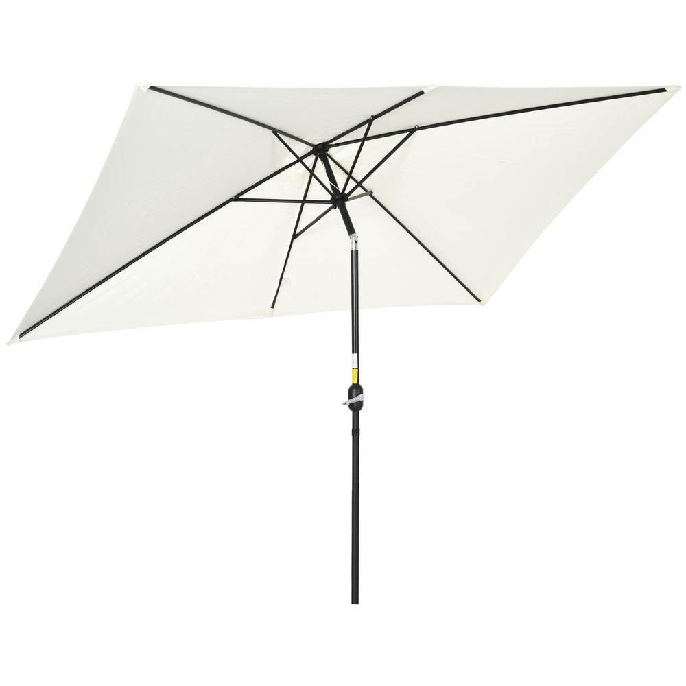 3x2m Patio Parasol Canopy Tilt Crank 6 Ribs Sun Shade Garden White - anydaydirect