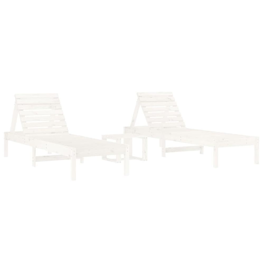 vidaXL Sun Loungers 2 pcs with Table White Solid Wood Pine - anydaydirect