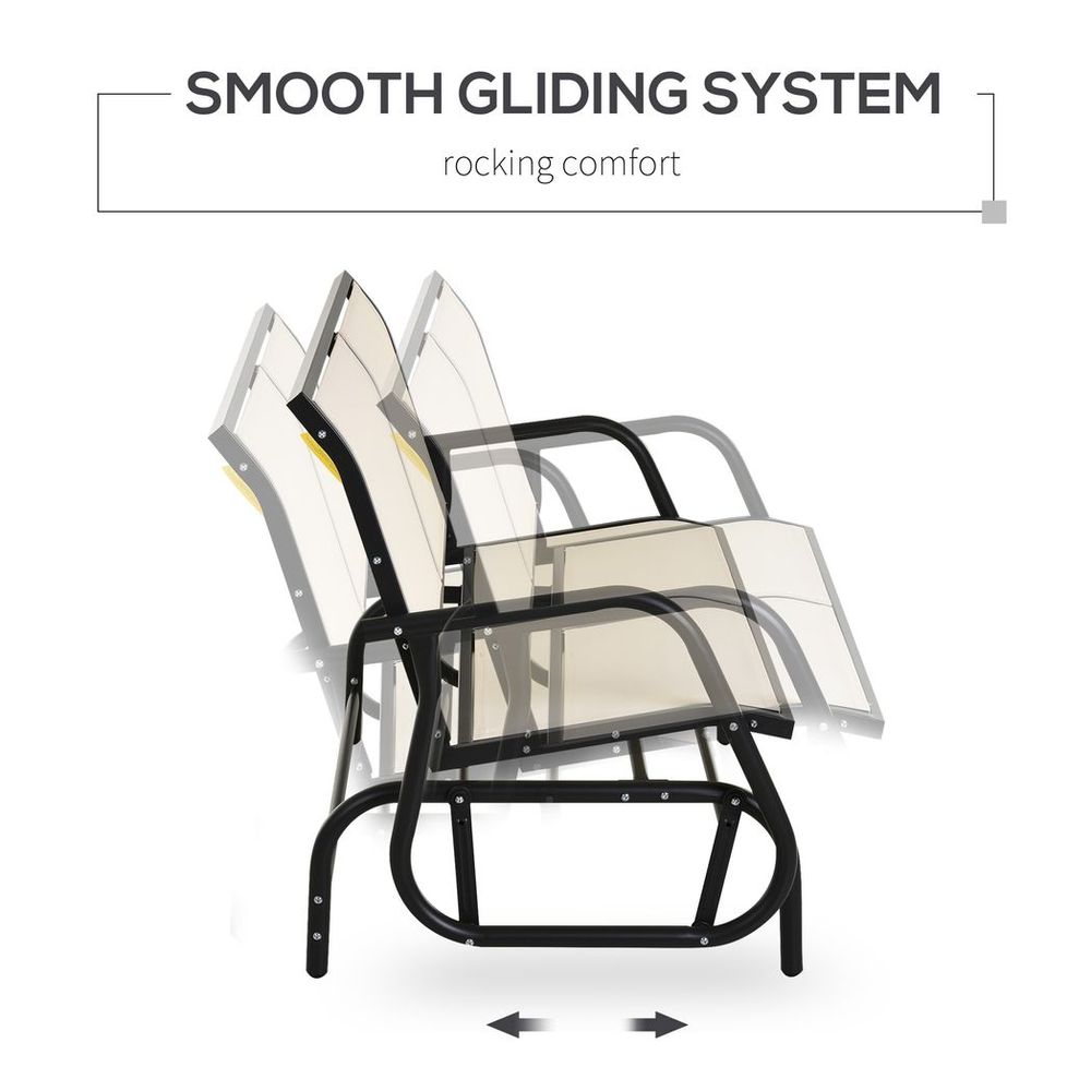 Outsunny 2-Person Patio Glider Bench Gliding Chair Loveseat w/ Armrest Beige - anydaydirect