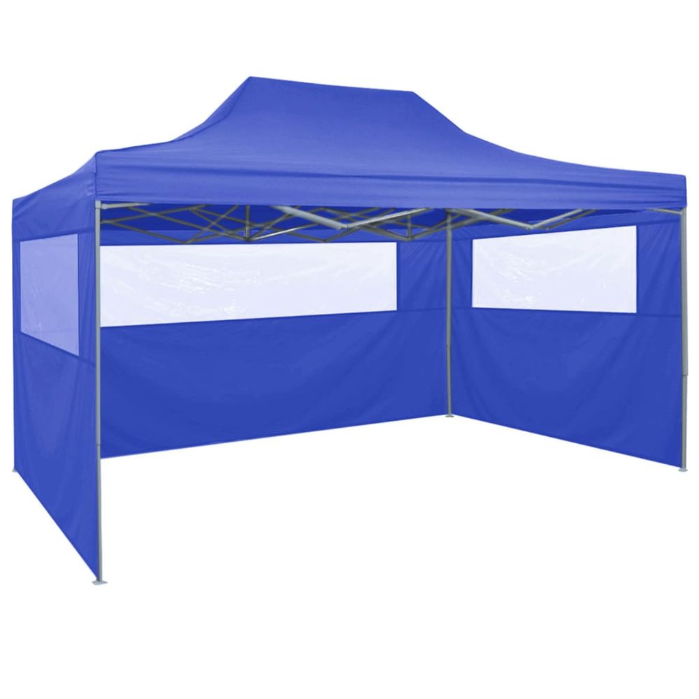 Professional Folding Party Tent with 4 Sidewalls 3x4 m Steel Blue - anydaydirect