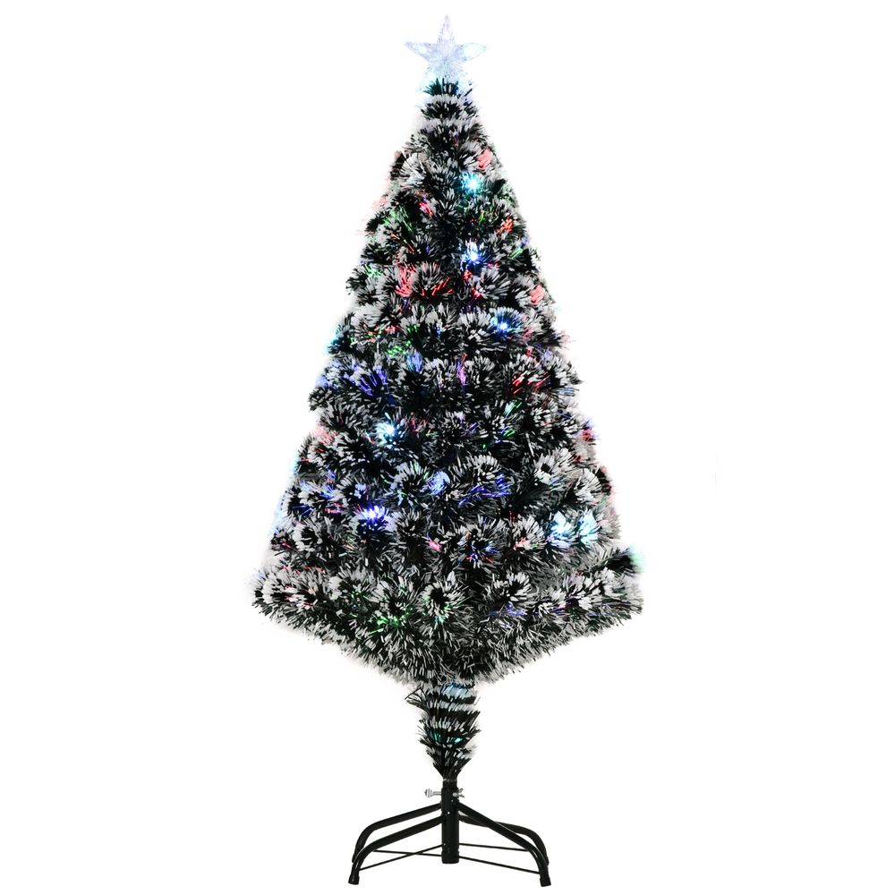 4ft Artificial Prelit Christmas Tree Snow Tree LED Fiber Optics Green White - anydaydirect