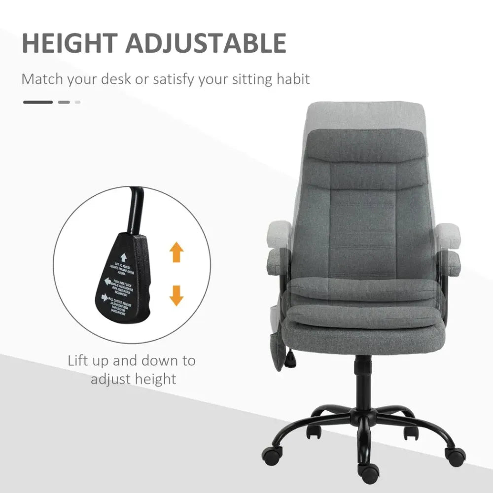 2-Point Massage Office Chair Linen-Look Fabric Adjustable Height Chair Grey - anydaydirect