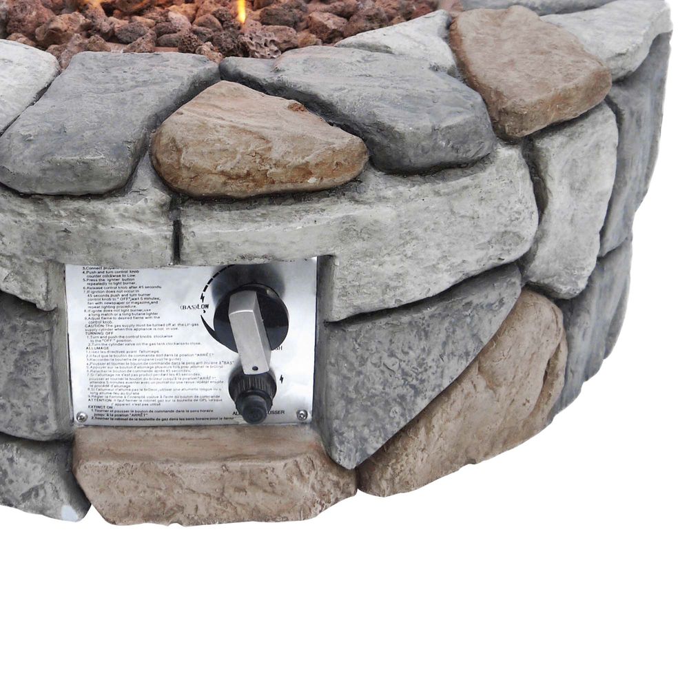 Garden Small Gas Fire Pit, Outdoor Heater with Lava Rocks & Cover - anydaydirect