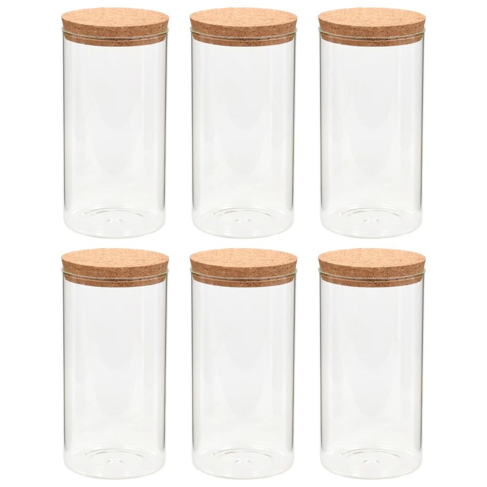 Storage Glass Jars with Cork Lid 6 pcs 1400 ml - anydaydirect