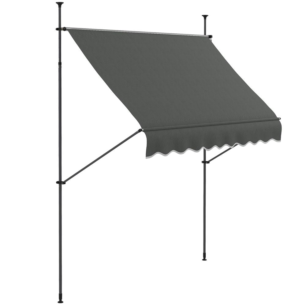 Outsunny 2.5 x 1.2m Freestanding Retractable Awning, Non-Screw Garden Awning - anydaydirect