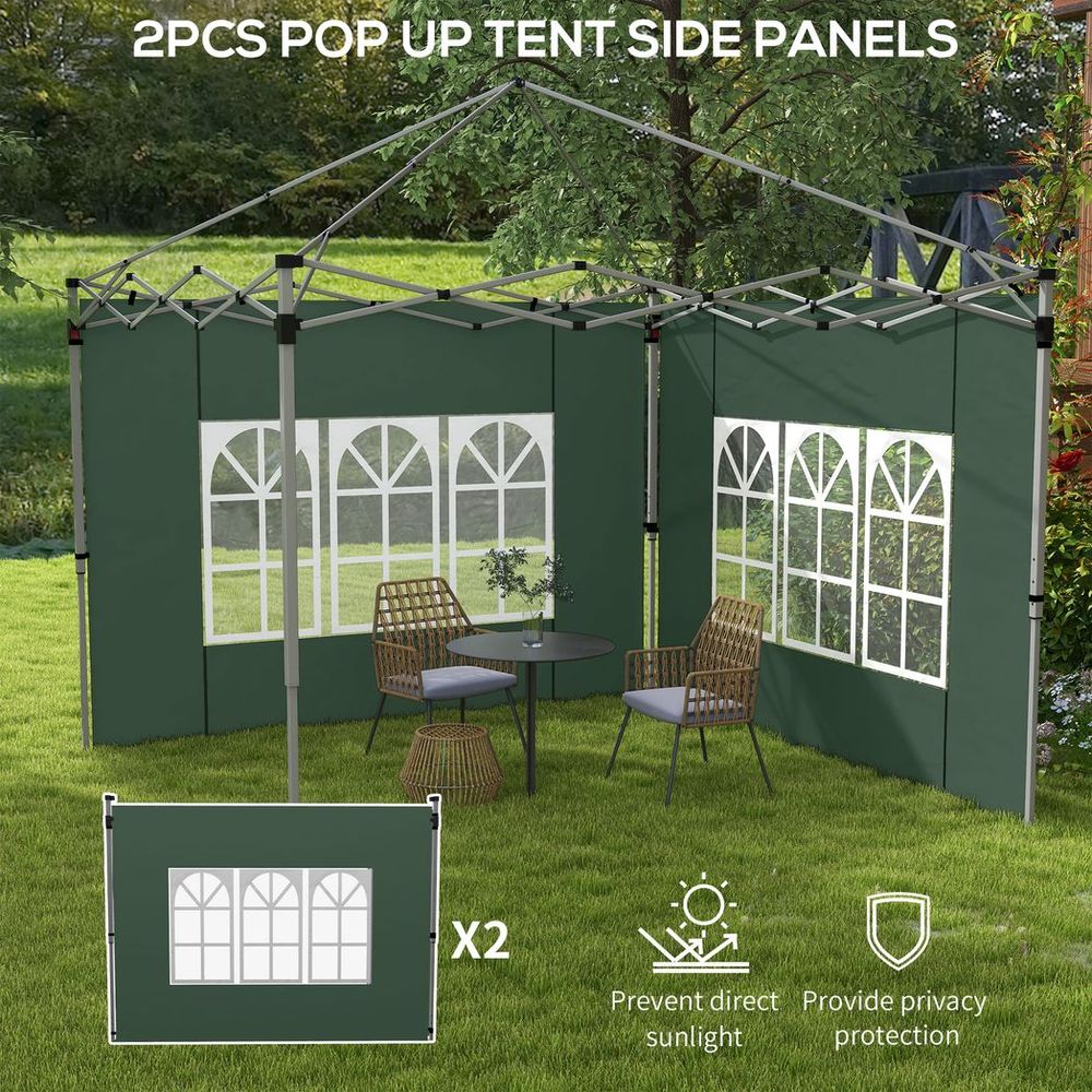 Outsunny Gazebo Side Panels for 3x3(m) or 3x4m Pop Up Gazebo, 2 Pack, Green - anydaydirect