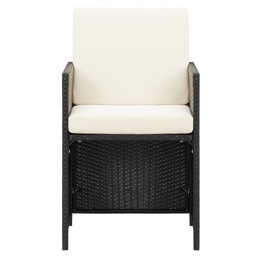 Garden Dining Chairs with Cushions 4 pcs Black Poly Rattan - anydaydirect
