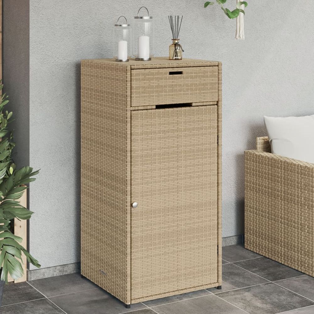 vidaXL Garden Storage Cabinet Beige 55x55x111 cm Poly Rattan - anydaydirect
