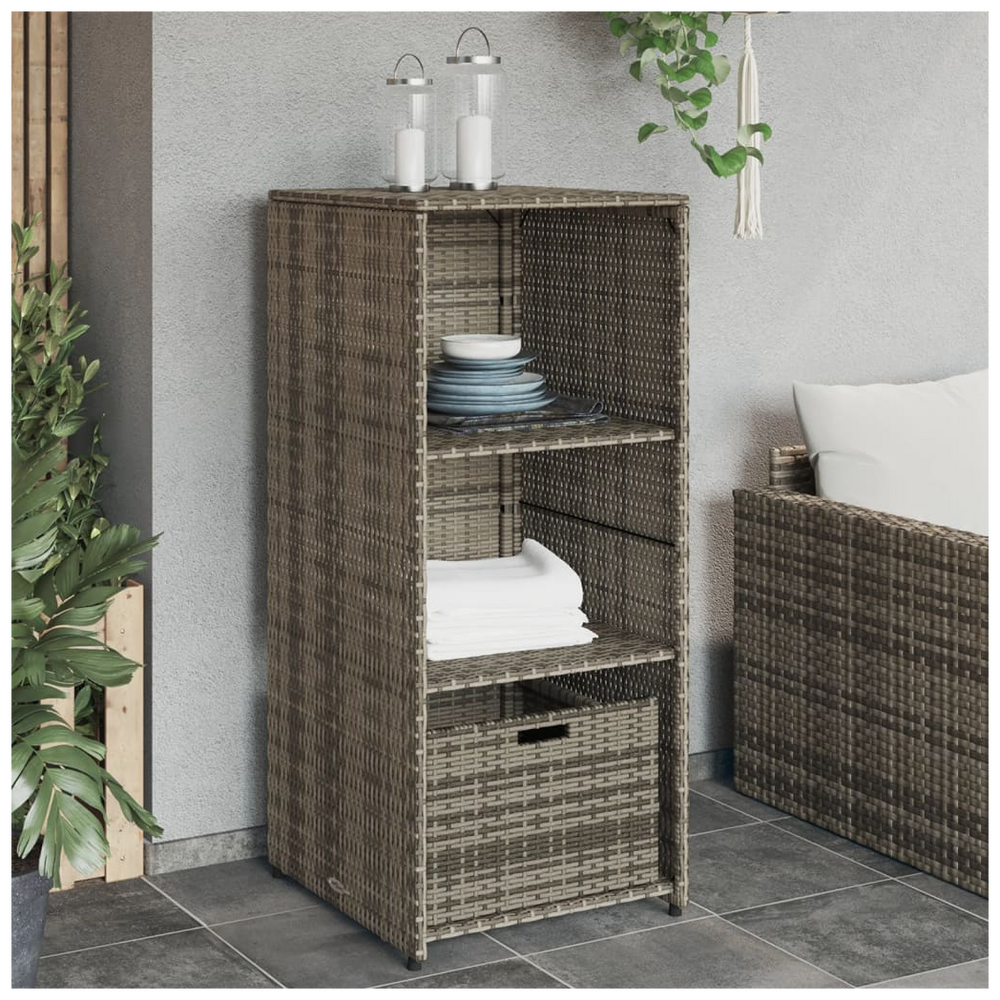 vidaXL Garden Storage Cabinet Grey 50x55x115 cm Poly Rattan - anydaydirect