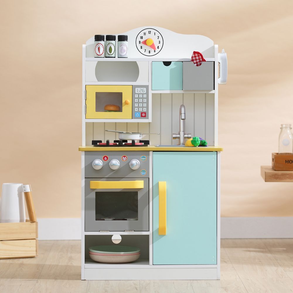 Wooden Kitchen Toy Kitchen With 5 Role Play Accessories TD-11708AR - anydaydirect