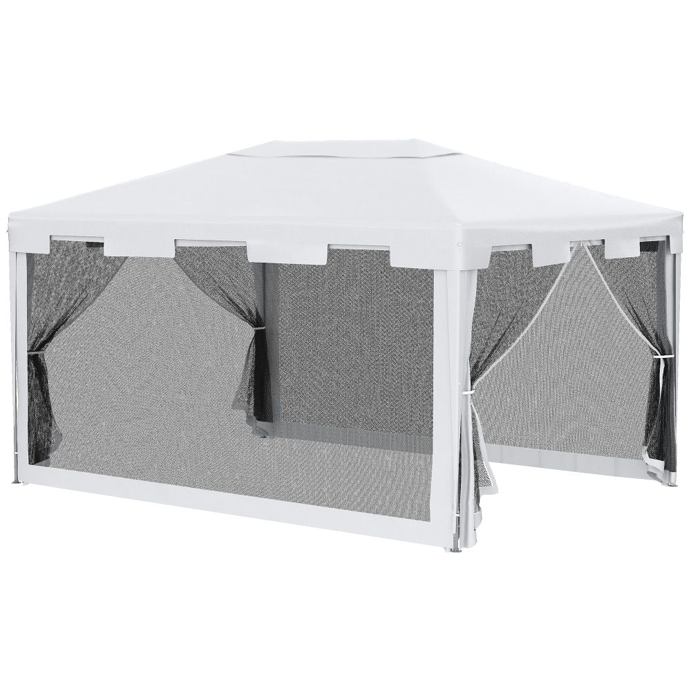 4x3 m Waterproof Gazebo Party Tent Garden Canopy Wedding Shelter -White/Black - anydaydirect