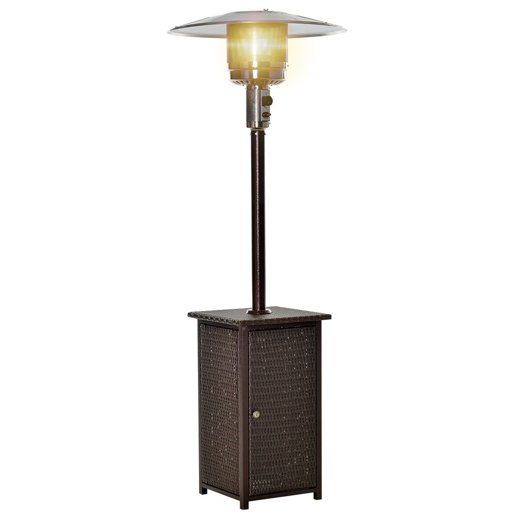 Outsunny 12KW Gas Patio Heater Terrace Standing Wicker Rattan Heater w/ Tabletop - anydaydirect