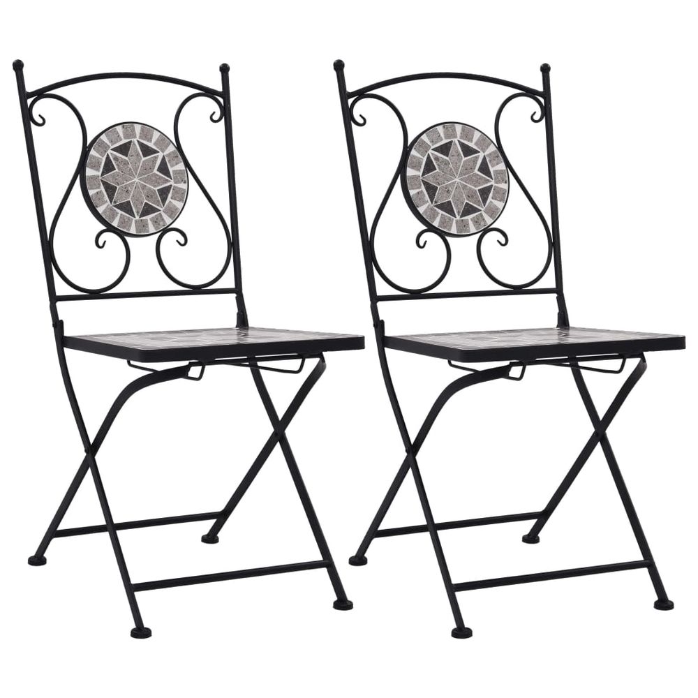 Mosaic Bistro Chairs 2 pcs Brown Ceramic - anydaydirect