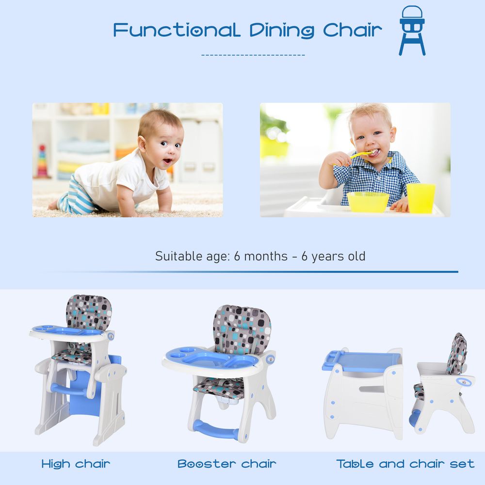 3-in-1 Convertible Baby High Chair Booster Seat w/ Removable Tray Blue - anydaydirect