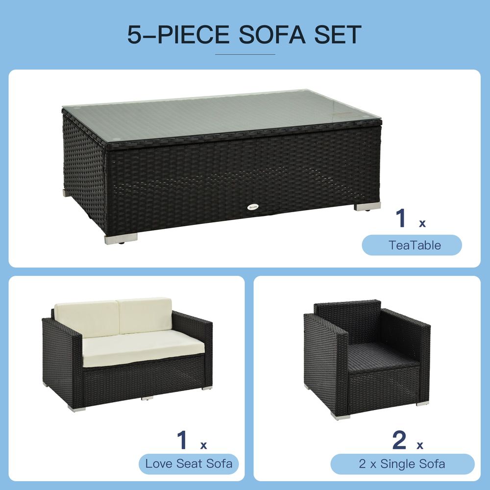 4 Pieces Rattan Sofa Set, Steel-Black - anydaydirect