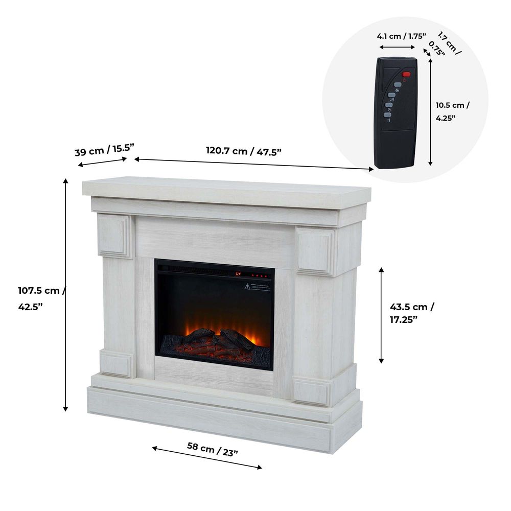 48″ Electric Fireplace with Touch Screen & Remote, Wood Grain - anydaydirect
