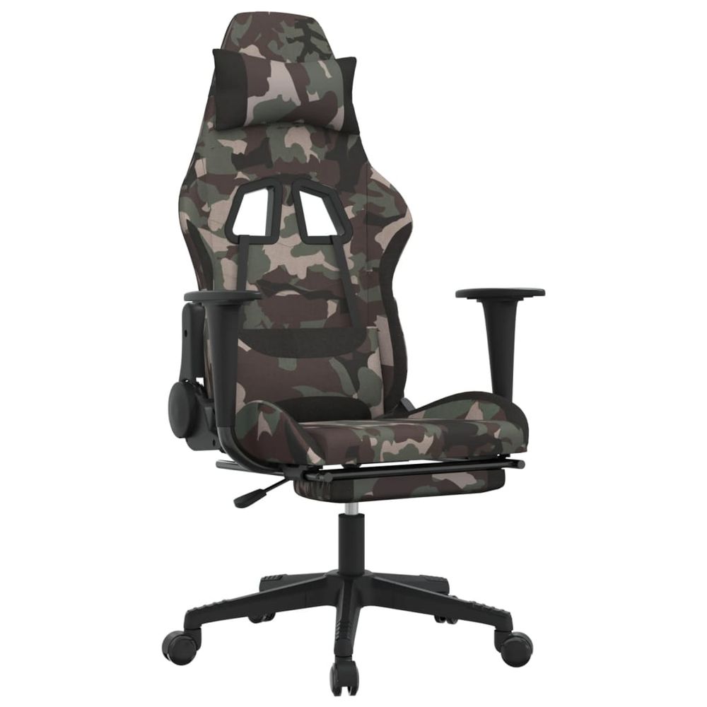 Gaming Chair with Footrest Camouflage and Black Fabric - anydaydirect