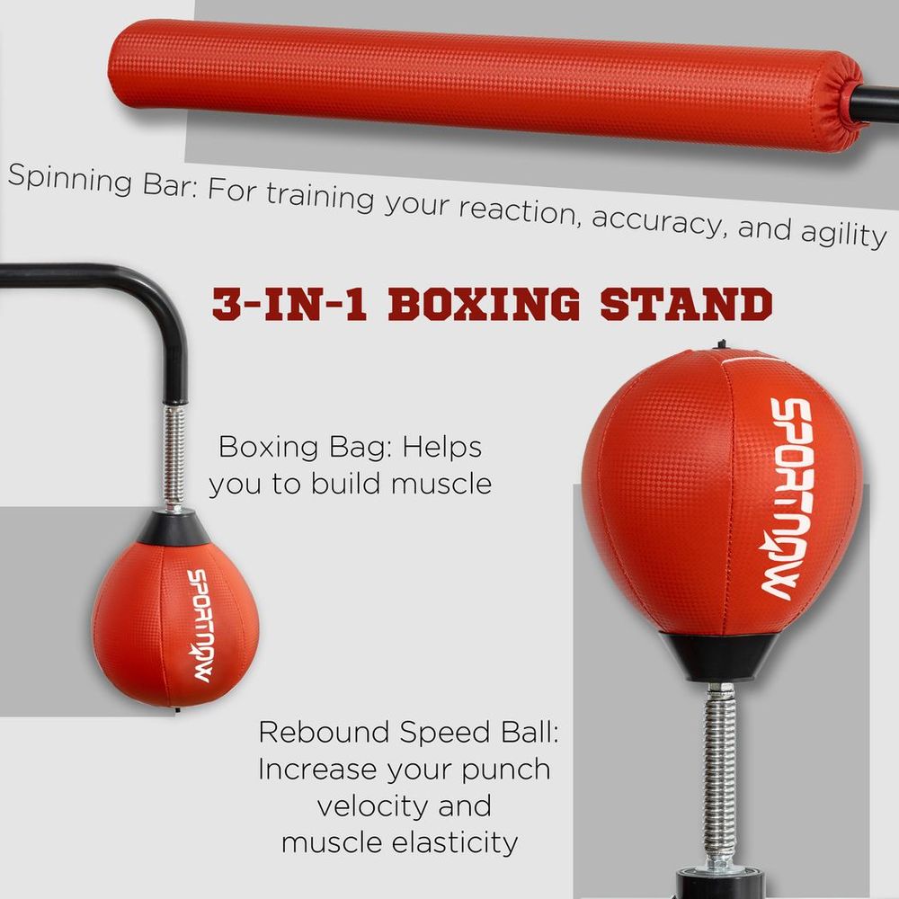 SPORTNOW Boxing Bag, Freestanding Punching Bag with Reflex Bar, Speed Balls - anydaydirect