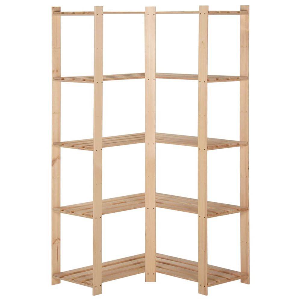 5-Tier Storage Corner Rack 82.5x82.5x170 cm Solid Pinewood - anydaydirect