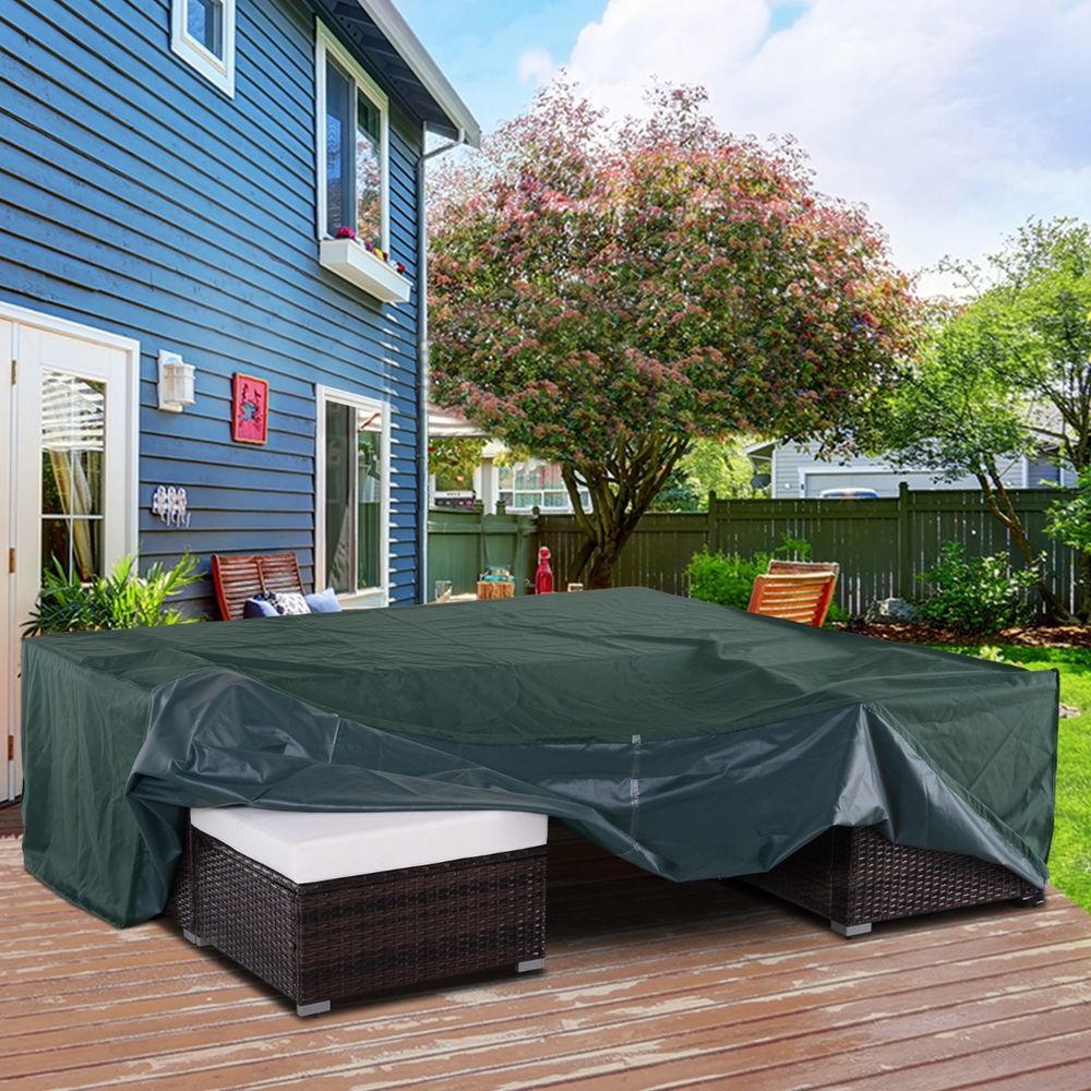 PVC Coated Large Square 600D Waterproof Outdoor Furniture Cover Green - anydaydirect