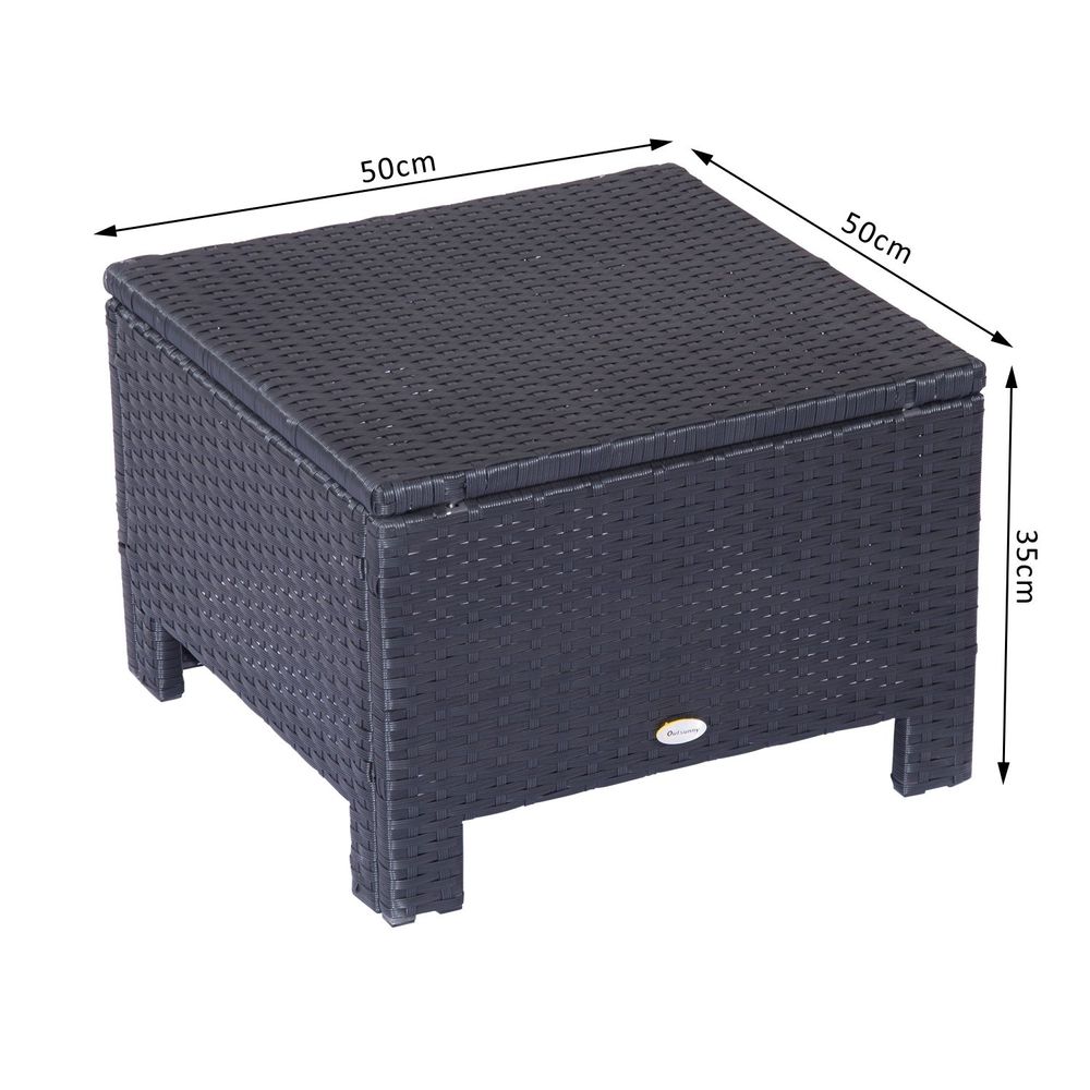 Rattan Footstool Wicker Ottoman with Padded Seat Cushion Furniture 50x50x35 cm - anydaydirect