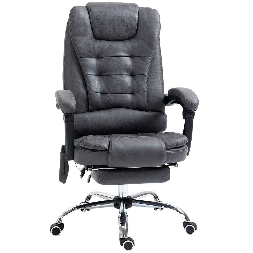 Vintage High Back Heated Massage Office Chair w/ 6 Vibration Points, Dark Grey - anydaydirect
