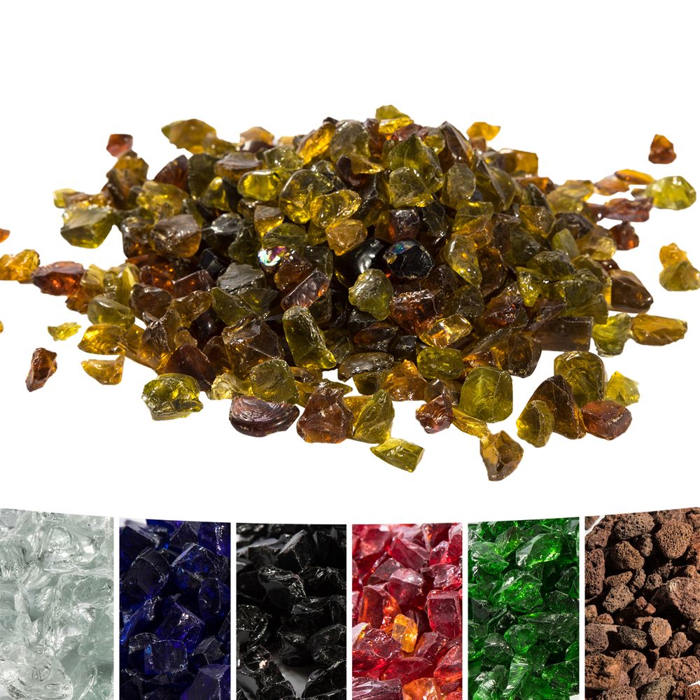 4kg Yellow Tempered Fire Glass, Lava Rocks for Outdoor Gas Fire Pit - anydaydirect