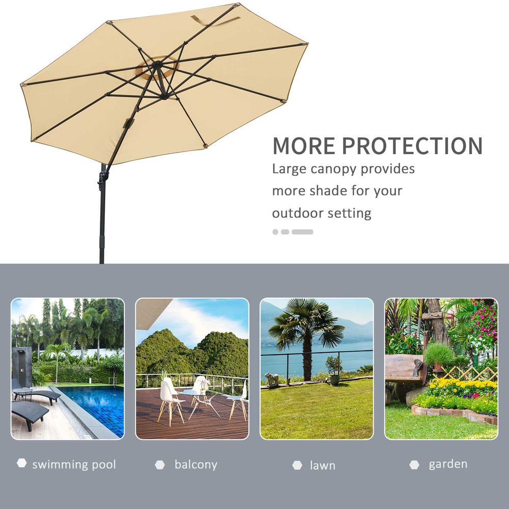 Outsunny Umbrella Parasol W/360� Rotation and Cross Base-Beige - anydaydirect