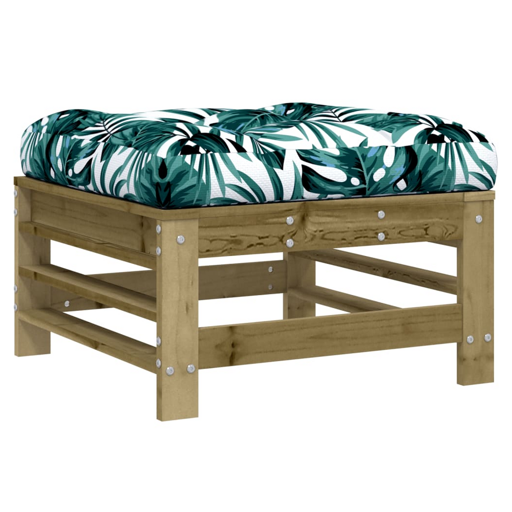 vidaXL Garden Footstool with Cushion Impregnated Wood Pine - anydaydirect