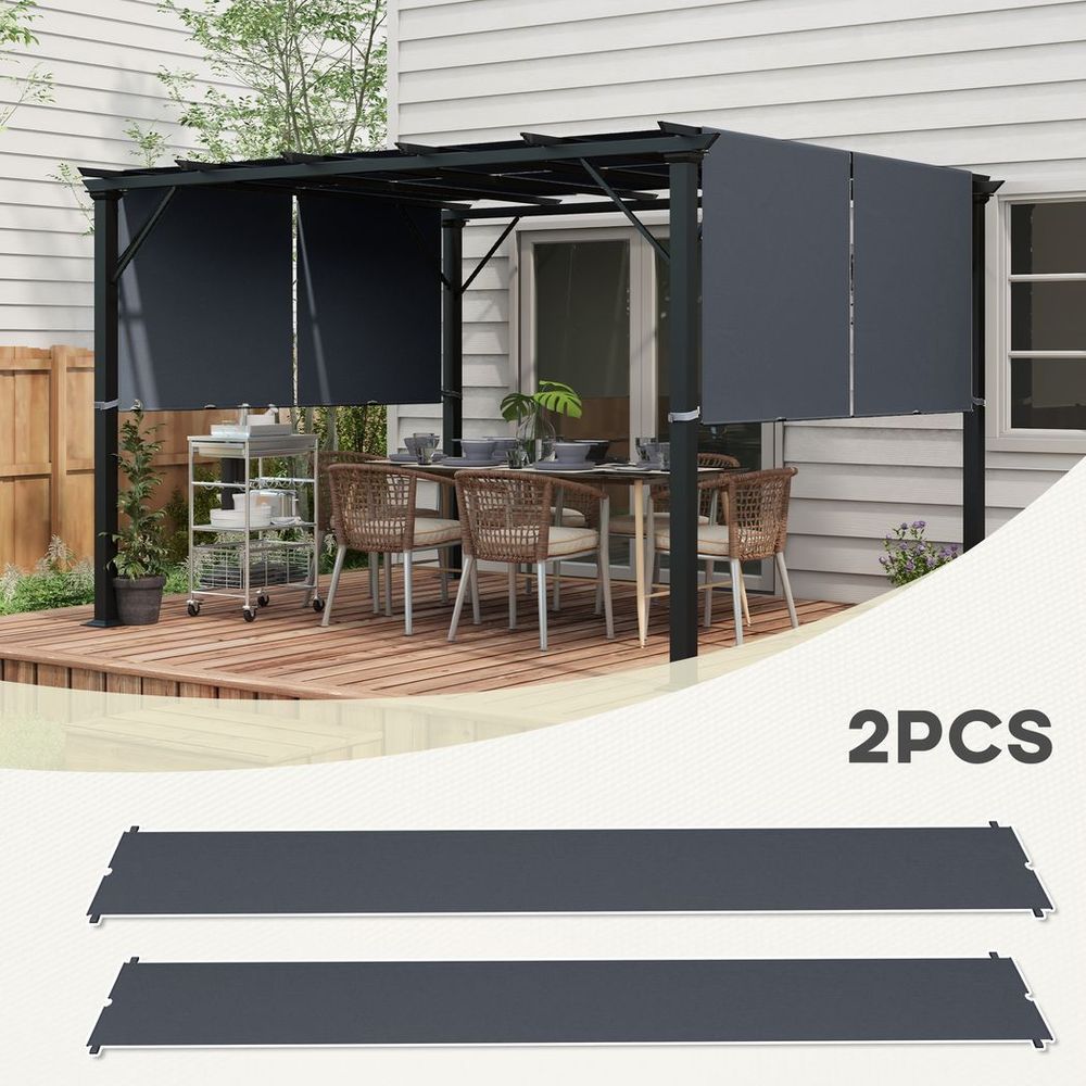 Outsunny 2Pcs Pergola Replacement Canopy, 4.9 x 1.2m, UV Protection, Dark Grey - anydaydirect