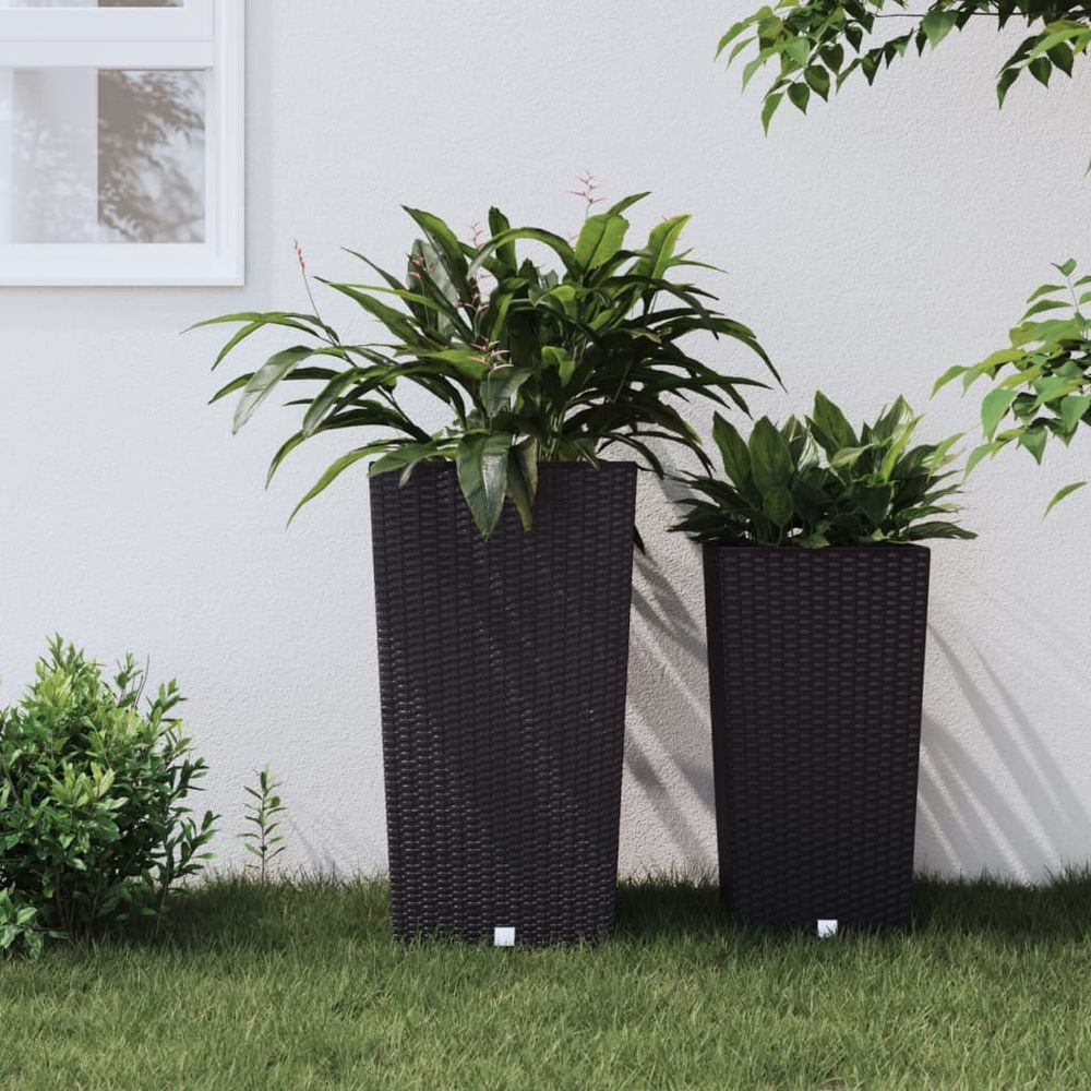 vidaXL Planter with Removable Inner Anthracite 21 / 49 L PP Rattan - anydaydirect