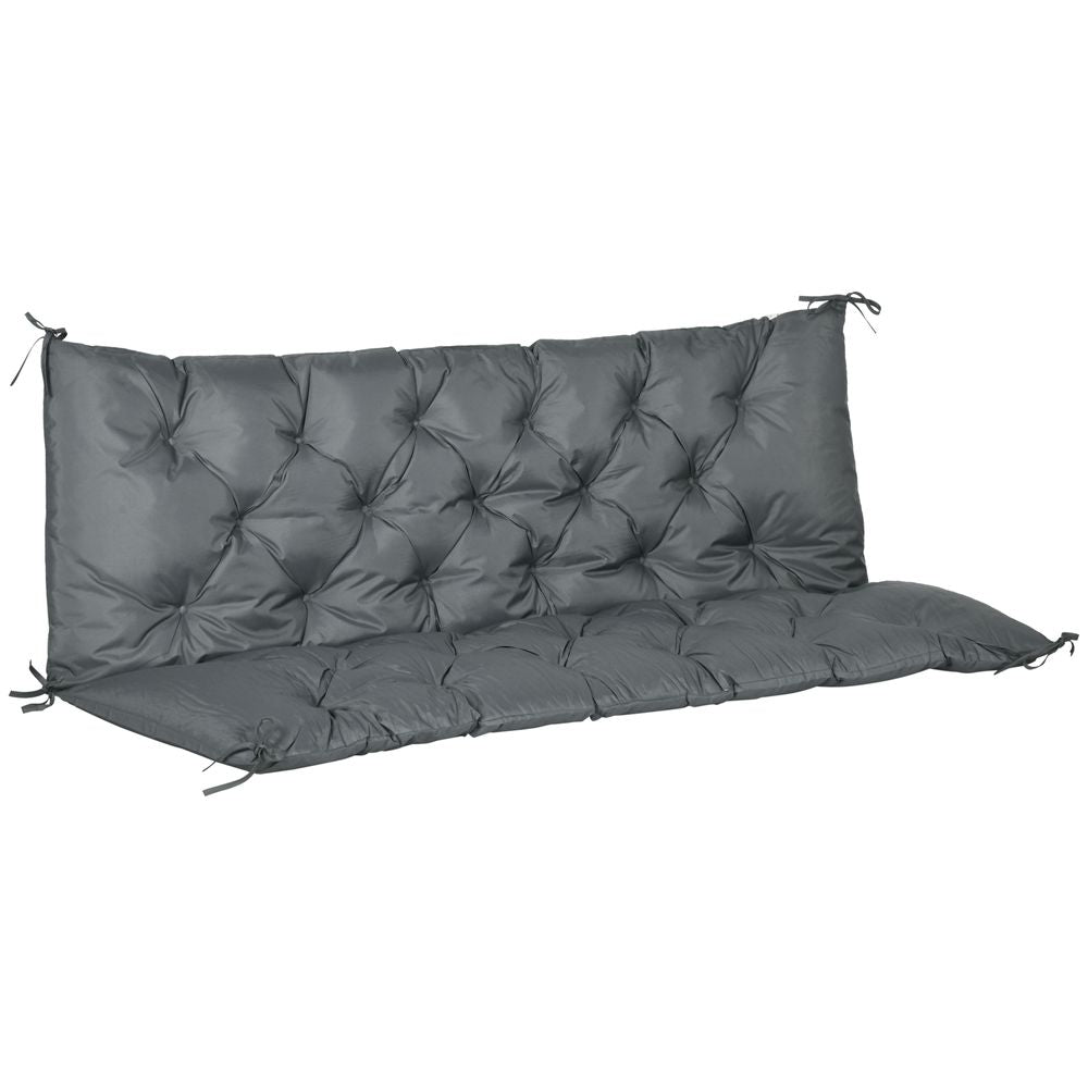 3 Seater Garden Bench Cushion Outdoor Seat Pad with Ties Dark Grey - anydaydirect