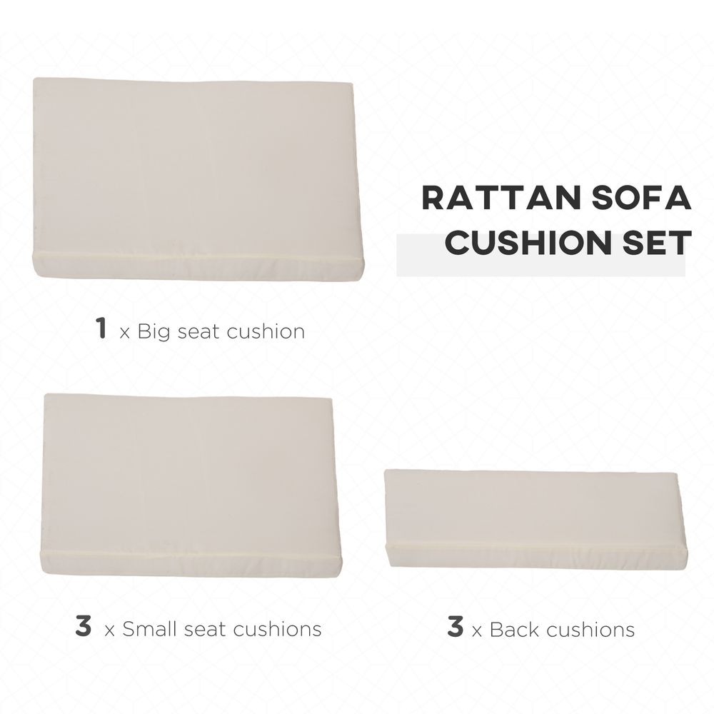 Cushion Pad Set for Rattan Furniture, 7 Piece Garden,Cream - anydaydirect
