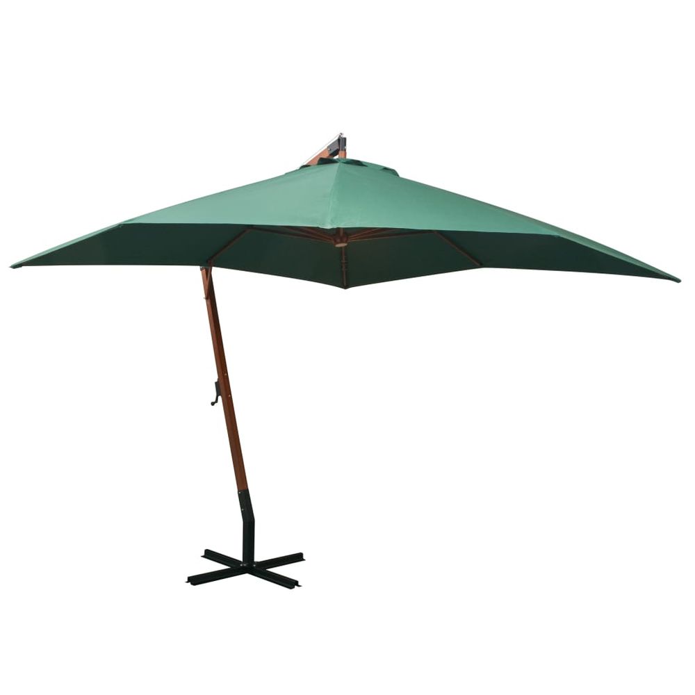 Hanging Parasol 300x300 cm Wooden Pole Green - anydaydirect