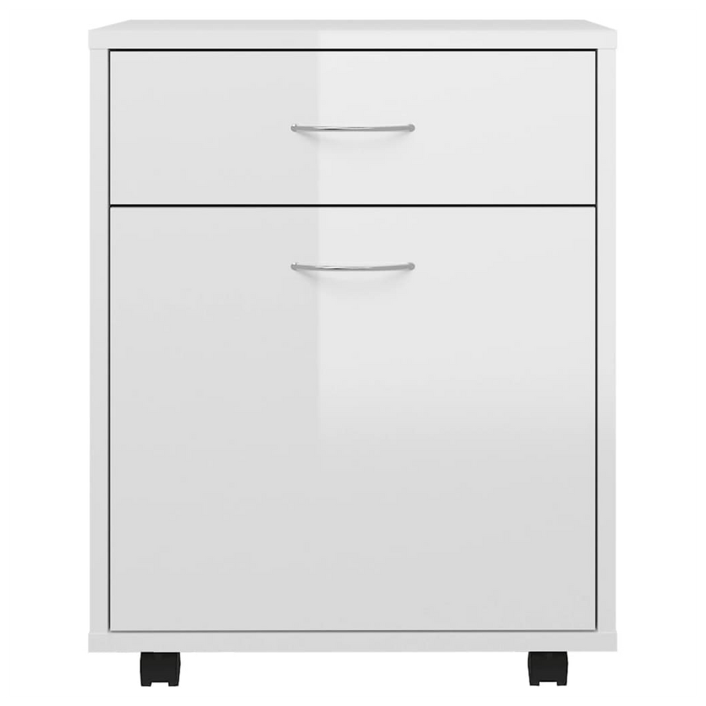 Rolling Cabinet High Gloss White 45x38x54 cm Engineered Wood - anydaydirect