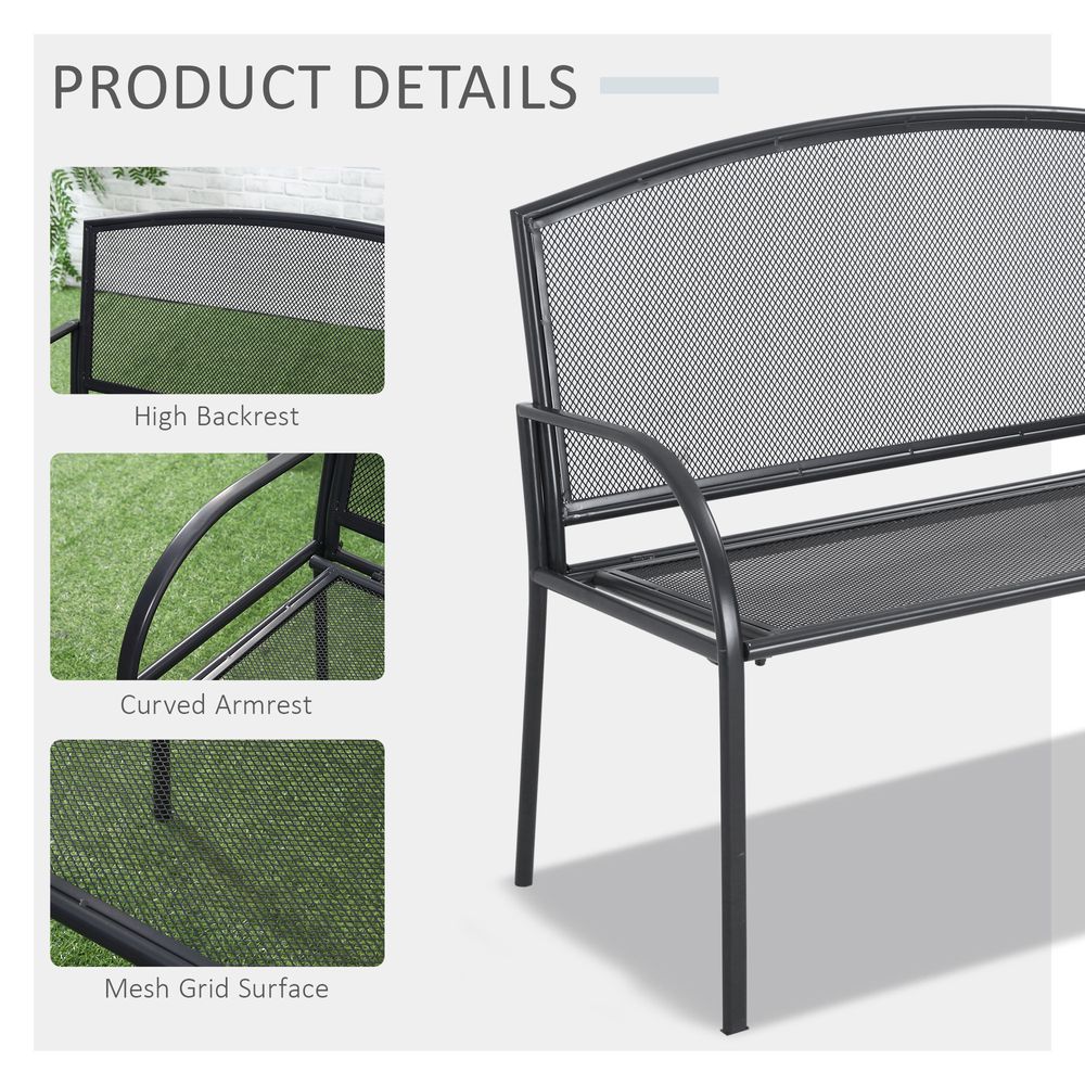 2 Seater Outdoor Furniture Chair, Loveseat for Patio, Grey - anydaydirect