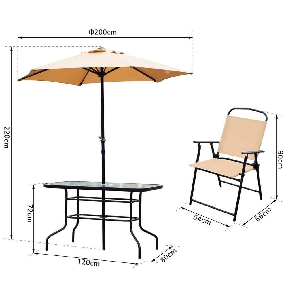 8 Pcs Dining Set W/Umbrella, Textilene-Beige - anydaydirect