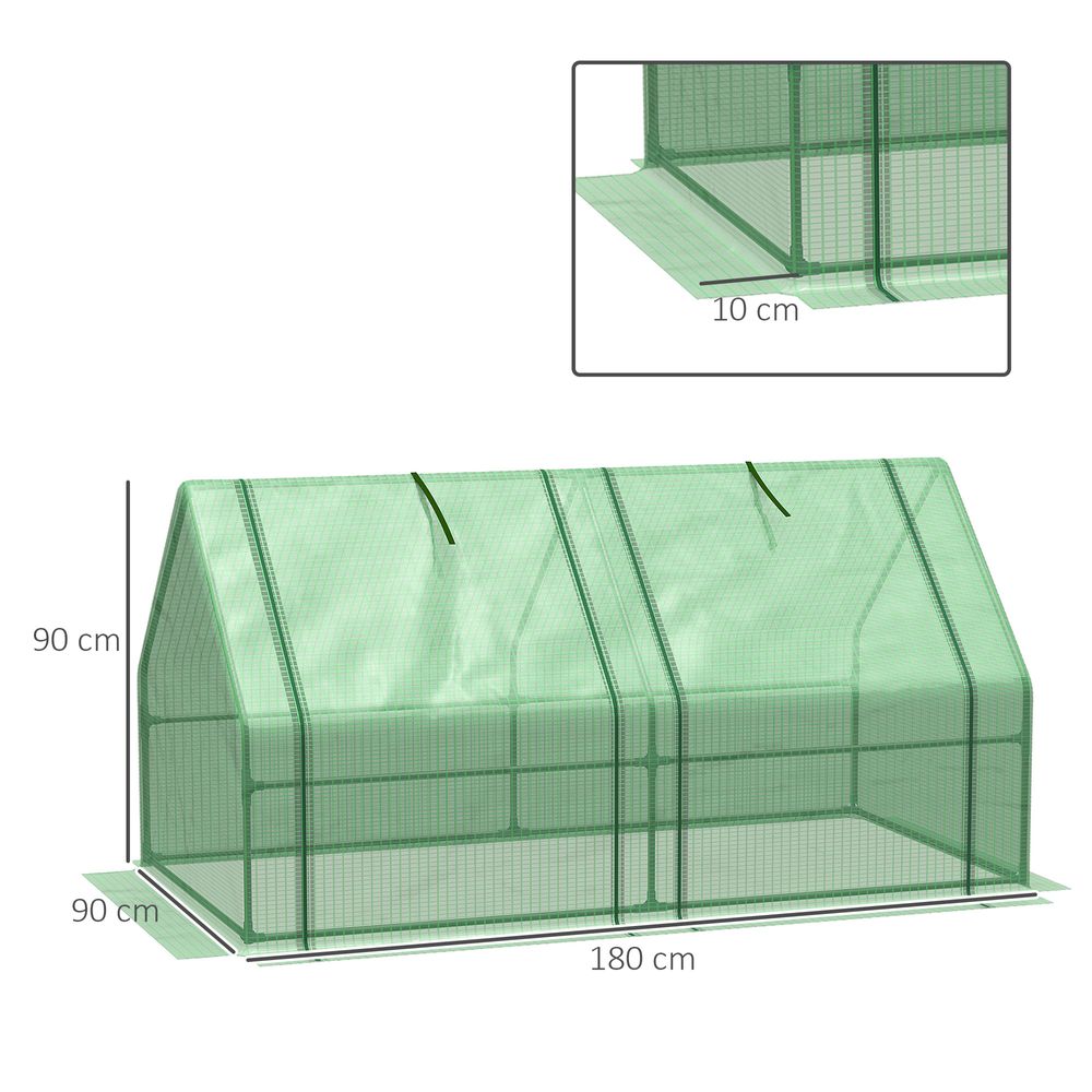 Mini Small Greenhouse Steel Frame & PE Cover & Zip Window 180x90x90cm - anydaydirect