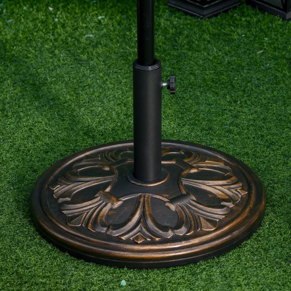 Outsunny 13KG Round Parasol Base Heavy Duty Cement Stand Umbrella Holder Bronze - anydaydirect