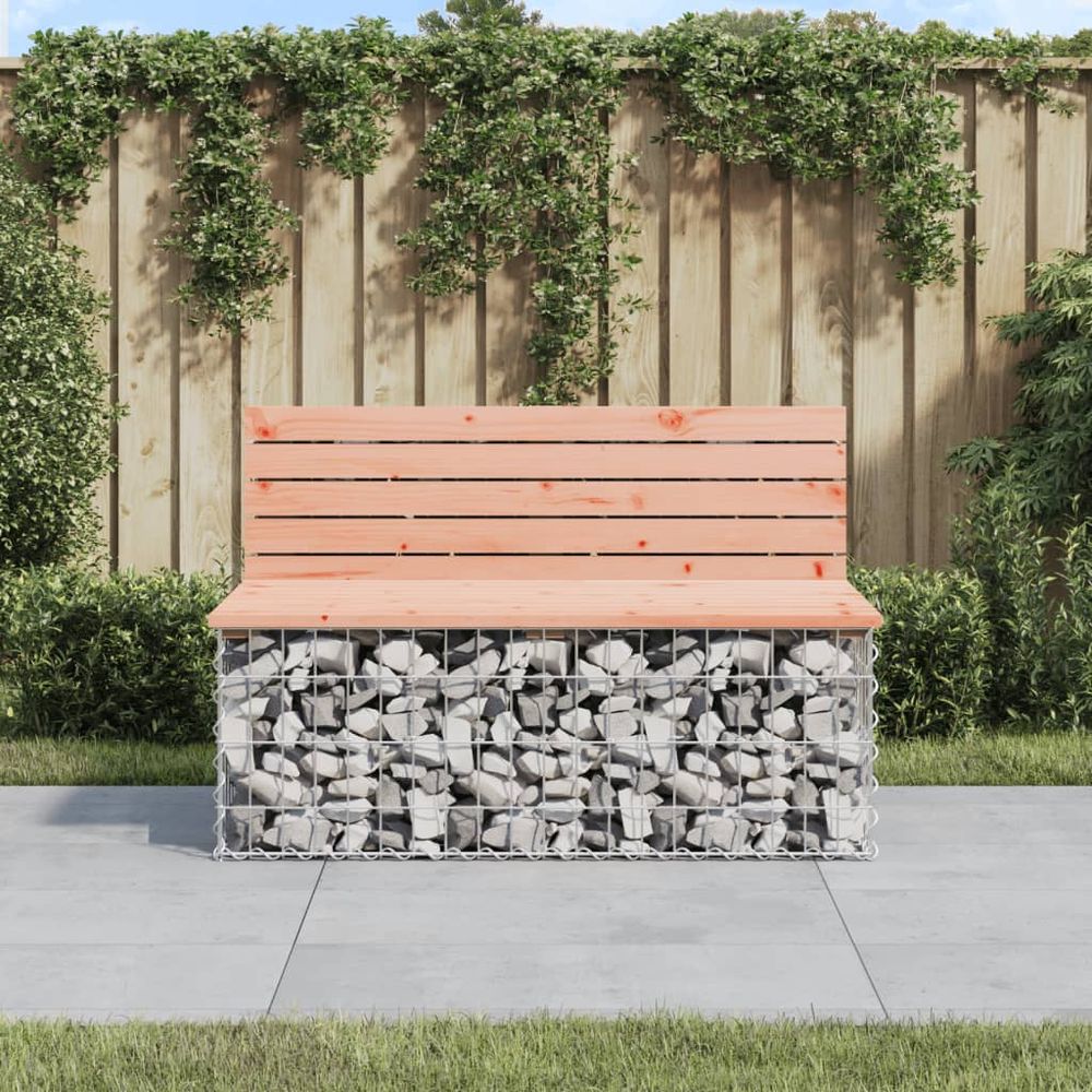 vidaXL Garden Bench Gabion Design 103x70x65 cm Solid Wood Douglas - anydaydirect