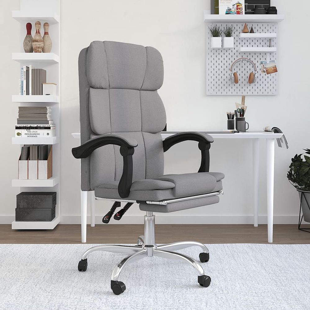 Reclining Office Chair Light Grey Fabric - anydaydirect