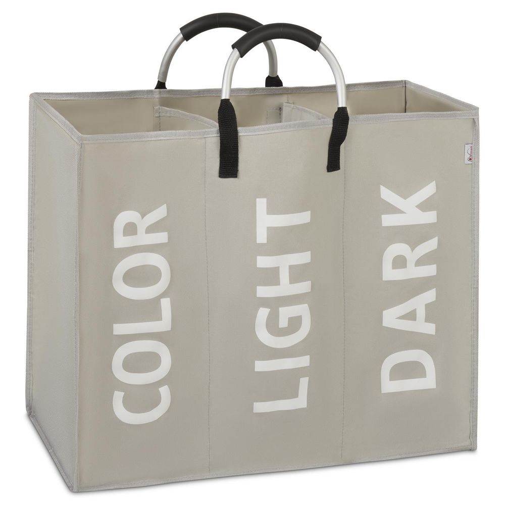 Triple Collapsible Washing Laundry Basket Bag (3 Colors) for Bedroom  - Light Grey - anydaydirect
