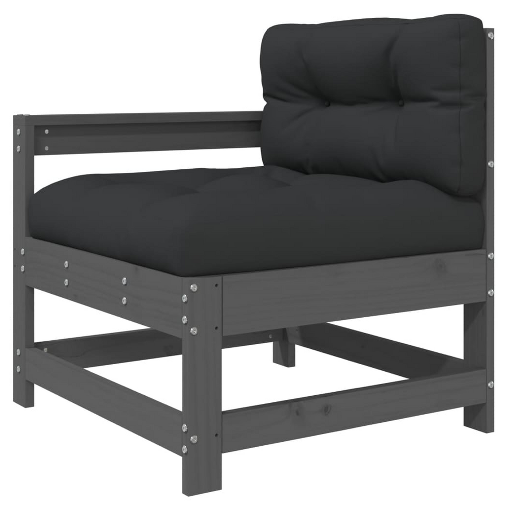 vidaXL Garden Chair with Cushions Grey Solid Wood Pine - anydaydirect
