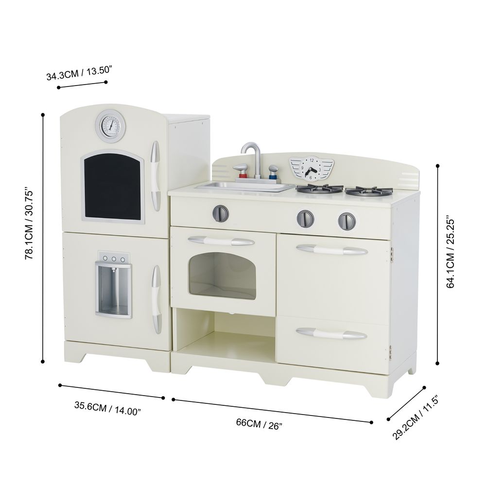 White Wooden Toy Kitchen with Fridge Freezer and Oven by TD-11413W - anydaydirect