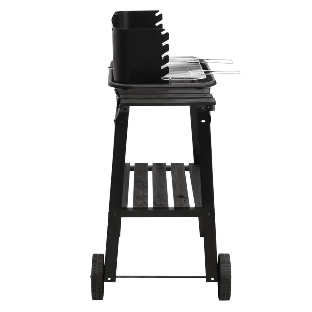 Charcoal BBQ Grill with Wheels Black Steel - anydaydirect